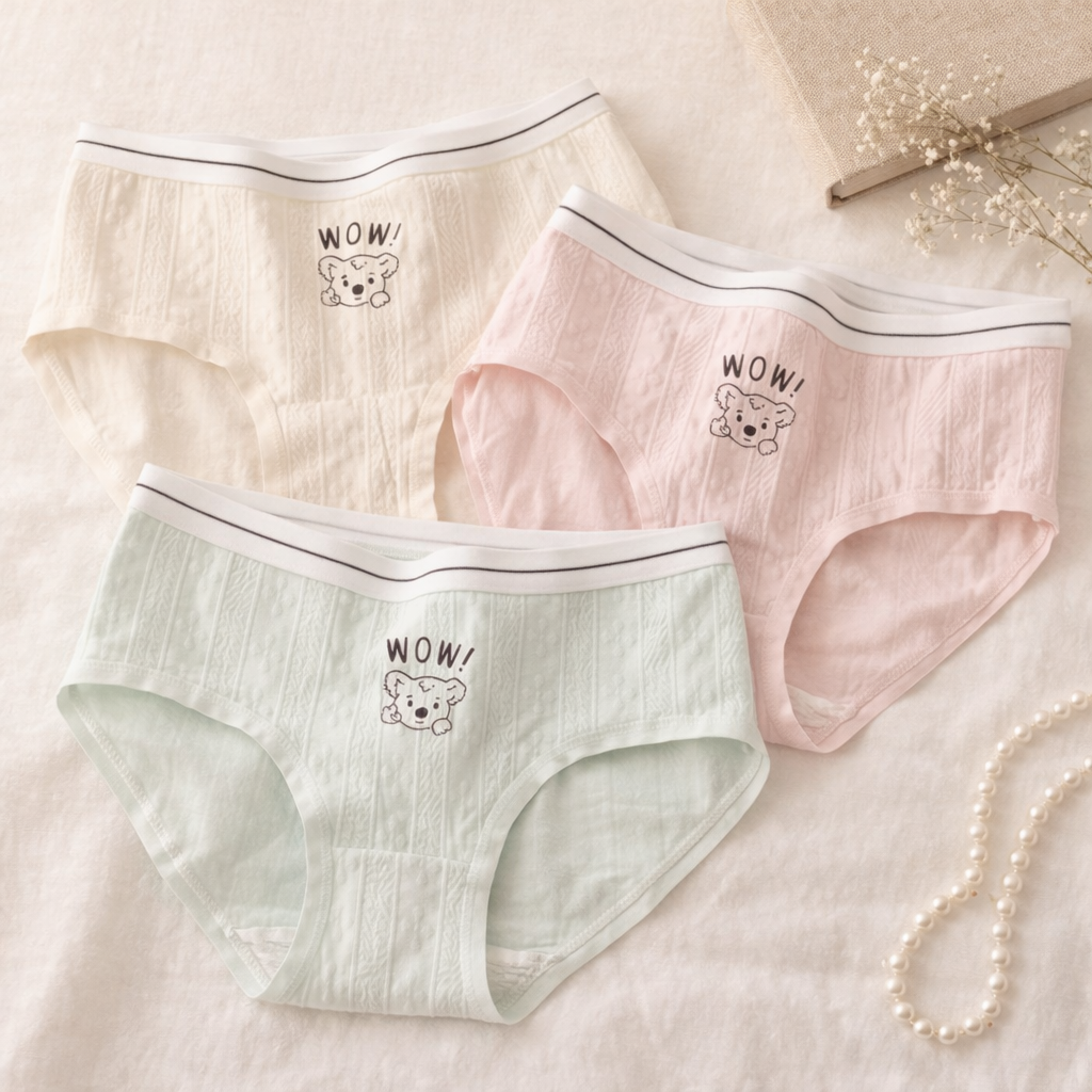 XXY Wear Women’s Cartoon Print Cotton Pantie | Cute Mid-Rise Ribbed Innerwear