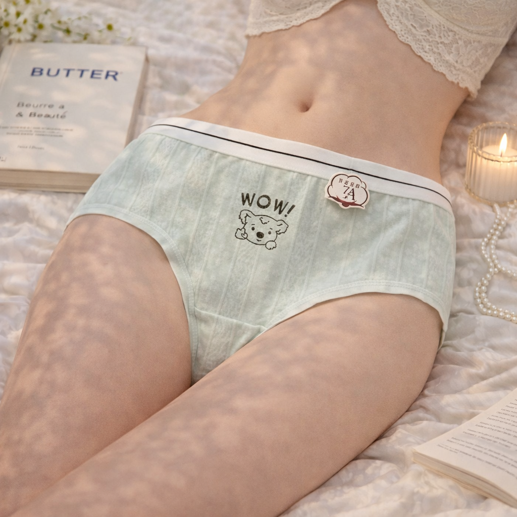 XXY Wear Women’s Cartoon Print Cotton Pantie | Cute Mid-Rise Ribbed Innerwear