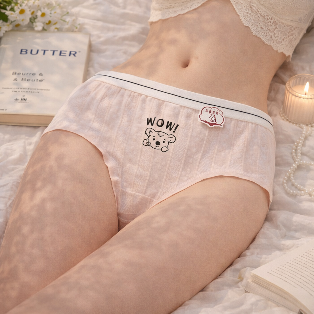 XXY Wear Women’s Cartoon Print Cotton Pantie | Cute Mid-Rise Ribbed Innerwear