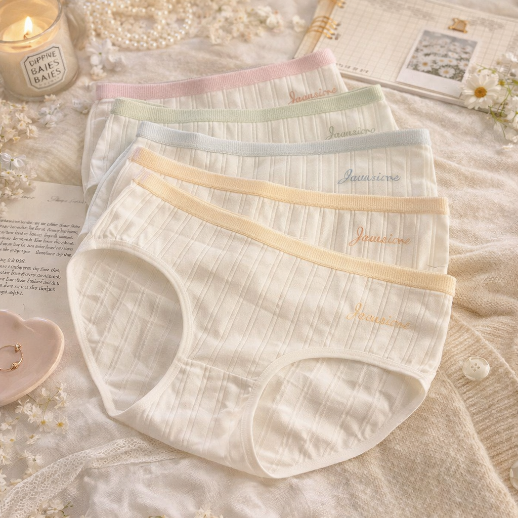 Women’s Soft Cotton Mid-Rise Ribbed Briefs | Breathable & Comfortable