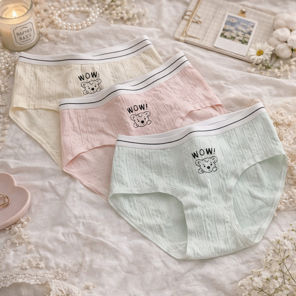 XXY Wear Women’s Cartoon Print Cotton Pantie | Cute Mid-Rise Ribbed Innerwear